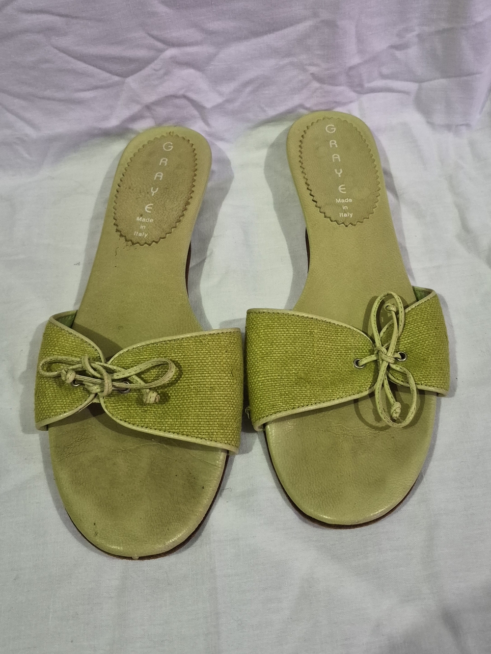 Graye Lime Green Kitten Heel Sandals